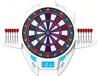 Electronic Dartboard with RGB LED Lights, 127 Game Modes，White
