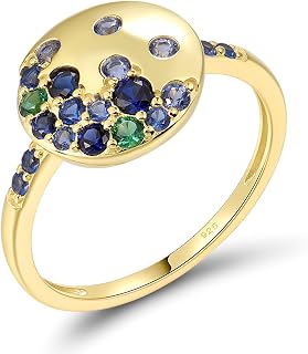 925 Sterling Silver Gemstone Classic Style Ring Created Sapphire Statement Ring for Women