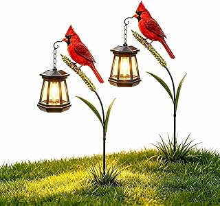 Cardinal Solar Light, Cardinal Solar Lantern for Patio Lawn Porch (2Pcs)