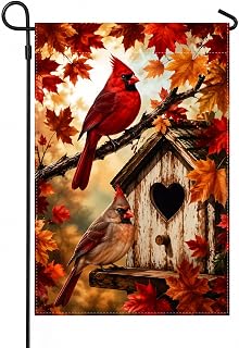Fall Decor - Cardinal Bird Fall Garden Flag | Thanksgiving Decorations