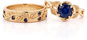 Blue Sapphire Couple Rings, 2PCS Blue Sapphire Rings for Couple