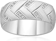 925 Sterling Silver Created White Sapphire Chevron Ring for Men, Size 12