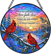 Stained Glass Windows Hanging,Red Cardinal Stained Sun Catchers Decor,8 in