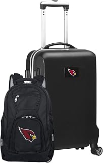 Denco Arizona Cardinals 2-Piece Deluxe Black Luggage Set, Includes 21-Inch Hardcase Spinner and 19-Inch Laptop Backpack