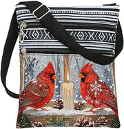 Christmas Cardinal Printed Ethnic Crossbody Bag