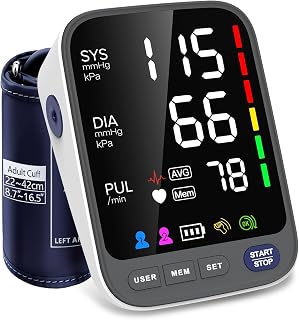 WAJ Blood Pressure Monitor for Accurate Home Use, Large Cuff 22-42cm, 6.4" LED, White