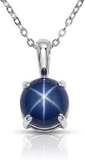 8mm Lab Created Blue Star Sapphire Sterling Silver Minimalist Necklace