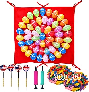 Balloon Dart Board Set with 4 Darts & 1000 Color Balloons