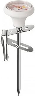 Coffee Temperature Gauge Thermometer Dial Clip Tool with 304 Stainless Steel Rod and Spring Clip Accurate Analog Double Scale Display Suitable for Home Milk Steaming, Off-White