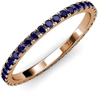 Round Ruby, Sapphire, Emerald (2.00 mm) French Set Women Eternity Band 10K, 14K, 18K Gold