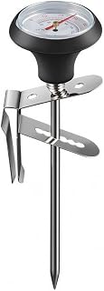 Coffee Temperature Gauge Thermometer Dial Clip Tool with 304 Stainless Steel Rod and Spring Clip Accurate Analog Double Scale Display Suitable for Home Milk Steaming, Black