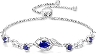 September Sapphire Tennis Bracelet for Women Sterling Silver Birthstone