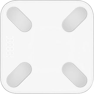 Smart Body Fat Scale, Rechargeable Electronic Digital Weight Scale with Tempered Glass and LCD Display, Accurate Bathroom Scale, 11 in / 28 cm, White, for Weight and Body Composition Tracking