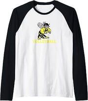 Harvard High School Hawks Volleyball Raglan Baseball Tee