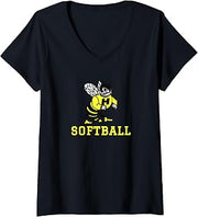 Women's Harvard High School Hawks Softball V-Neck T-Shirt