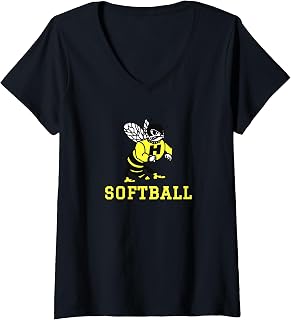 Women's Harvard High School Hawks Softball V-Neck T-Shirt