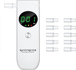 Upgraded Ketosis Meter for Tracking Your ketosis - Professional Breath Ketone Tester Analyzer Portable Ketone Breath Tester for Accurate Testing with Includes 10 Mouthpieces