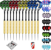 CyeeLife 12pcs Steel Tip Darts Set Nylon Shafts PET Flights Sharpener