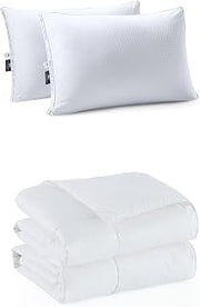 Pacific Coast King Size 2 Pack Cooling Pillows & Lightweight Feather and Down Fiber Comforter King Size