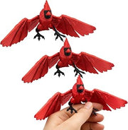 3pcs Red Cardinal Bird Figurine, Poseable Holiday Desk Decor