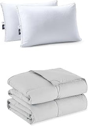 Pacific Coast King Size 2 Pack Cooling Pillows & Lightweight Feather and Down Fiber Comforter King Size
