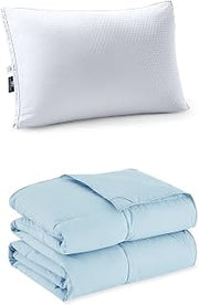 Pacific Coast Standard/Queen Size 1 Pack Cooling Pillows & Lightweight Feather and Down Fiber Comforter Twin Size