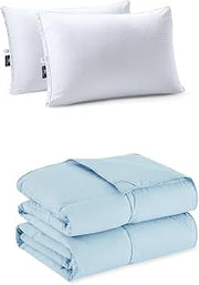 Pacific Coast King Size 2 Pack Cooling Pillows & Lightweight Feather and Down Fiber Comforter King Size