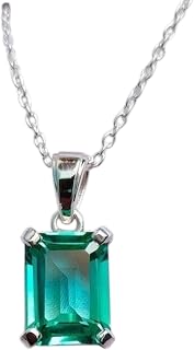 20 Ct Natural Teal Green Sapphire Emerald Cut Pendant in 925 Sterling Silver | Statement Gemstone Jewelry for Women