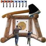 SAYOK TPU Coating Inflatable Axe Throwing Game Inflatable Ball Toss Target Dart Board (with 8 Axes and 4 Toss Ball) for Outdoor/Indoor/Backyard/School/Team Events