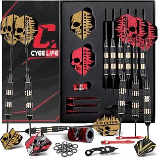 CyeeLife 21/22/28/30g Brass Steel Tip Darts Set Slim Shafts PET Flights Gift Box