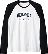 Menasha High School HS Menasha WI Vintage Sports Raglan Baseball Tee