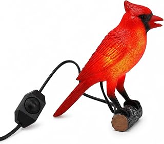OVANUS Cardinal Lamp, Red Resin Bird Night Light with Dimmer
