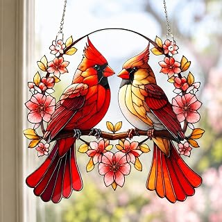 Cardinal Window Hanging, Acrylic Bird Suncatcher Gift for Women