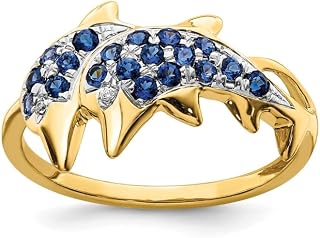 Sapphire Birthstone Two Dolphins Ring