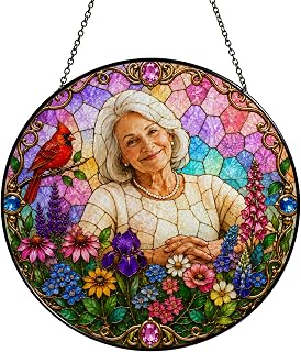 Cardinal Flowers Memorial Photo Suncatcher, Remembrance Gift