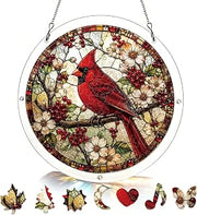 Red Cardinal Acrylic Sun Catcher, DIY Stained Glass Window Hanging Decor