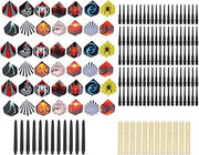 Complete 14G Safety Darts Set with 12 Shafts, 42 Flights, and 100 Tips for Competitive Fun, Perfect for Enthusiasts, Iron and Plastic Material