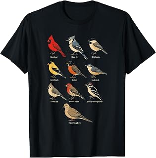 Cardinal Bird Identification Chart Backyard Birds T-Shirt