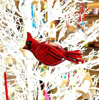 Handmade Haitian Cardinal, Double-Sided Christmas Decor, 4 Inch
