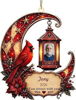 Personalized Cardinal Memorial Ornament, Custom Photo for Loved Ones