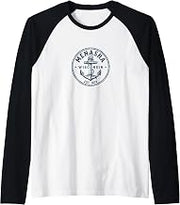 Menasha Wisconsin Vintage Nautical Anchor Design Raglan Baseball Tee