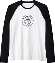 Menasha Wisconsin Vintage Nautical Anchor Design Raglan Baseball Tee