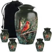 Cardinal Branch Red Decorative Urns for Ashes 6 Inch