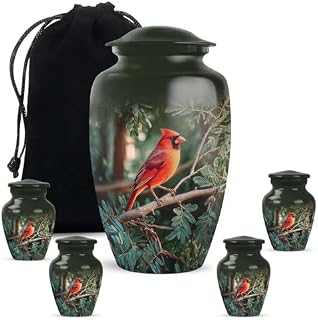 Cardinal Branch Red Decorative Urns for Ashes 6 Inch