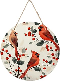 Red Cardinal Bird Welcome Door Sign Wooden Hanging Sign