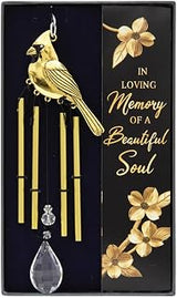 The Bridge Collection Gold Cardinal Memorial Wind Chime with Gift Ready Box