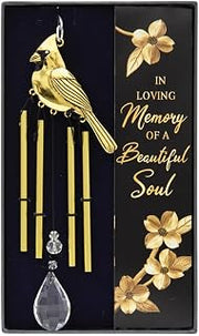 The Bridge Collection Gold Cardinal Memorial Wind Chime with Gift Ready Box