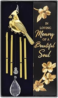 The Bridge Collection Gold Cardinal Memorial Wind Chime with Gift Ready Box