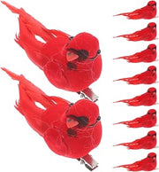 10pcs Christmas Cardinal Red Birds with Clip Froth Tree Ornaments
