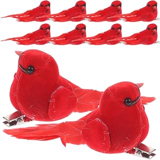 10pcs Red Christmas Cardinal Bird Clip-on Figurine Ornament